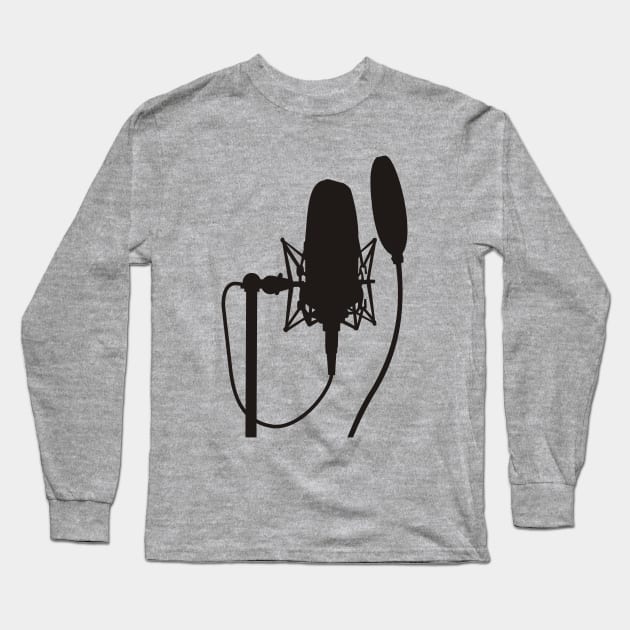 Studio Microphone Silhouette Long Sleeve T-Shirt by sifis